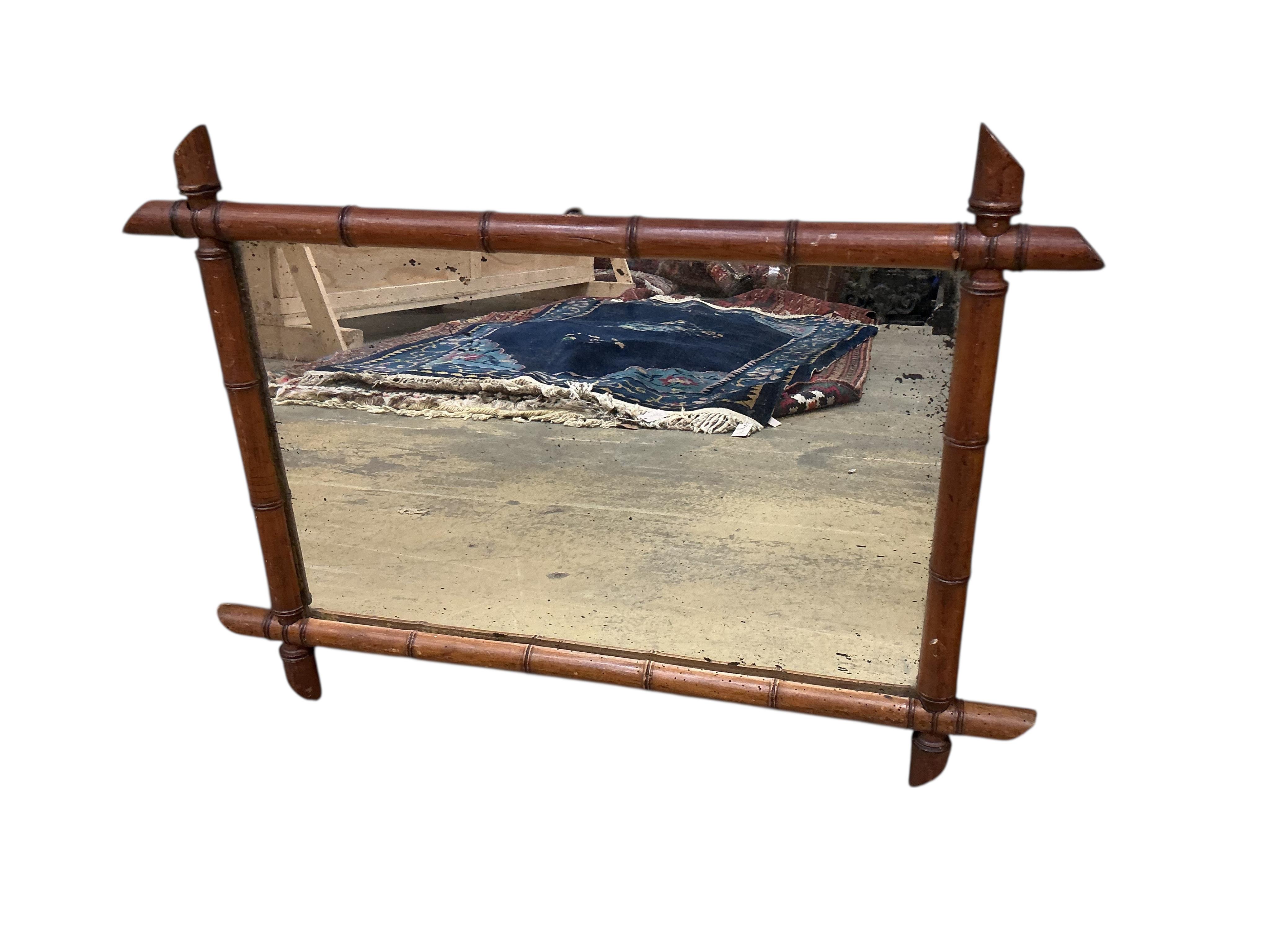 Two late 19th century French rectangular faux bamboo wall mirrors, larger width 62cm, height 83cm